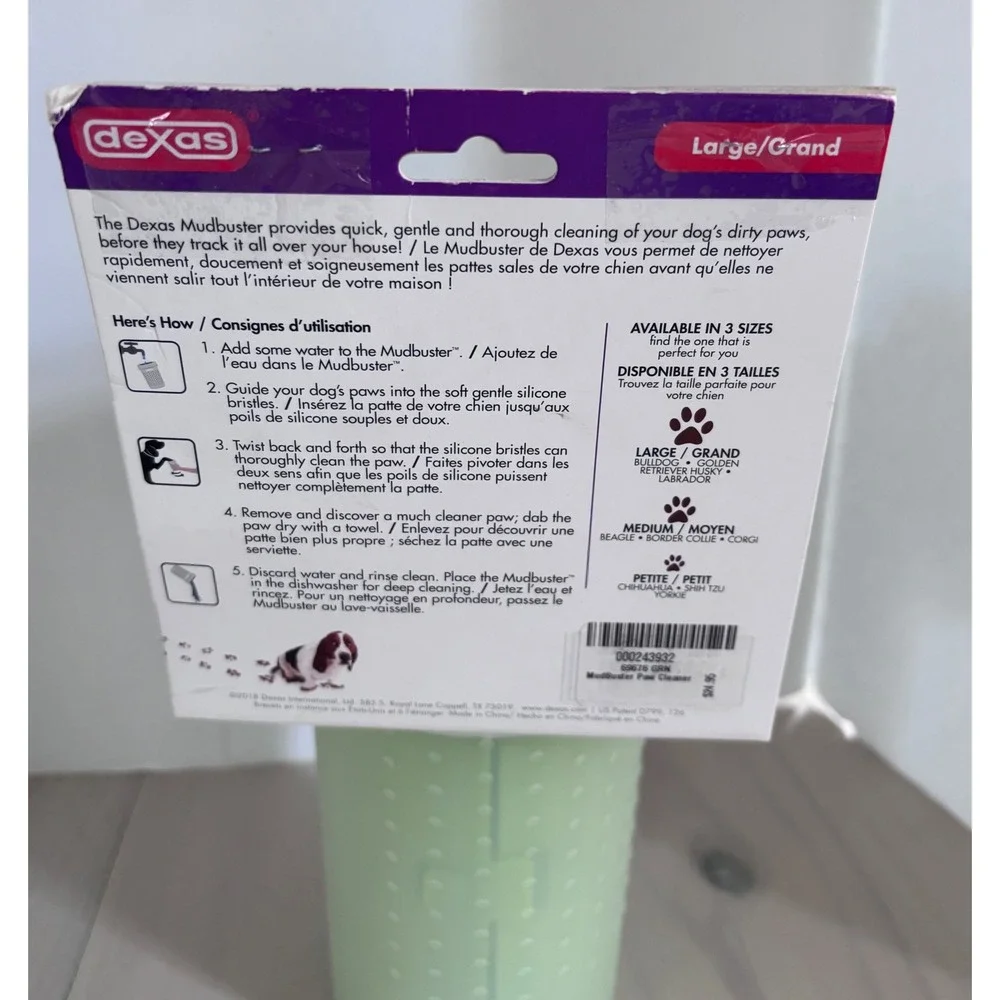 Dexas MudBuster Portable Dog Paw Washer Large Green Silicone Bristles 69676 GRN